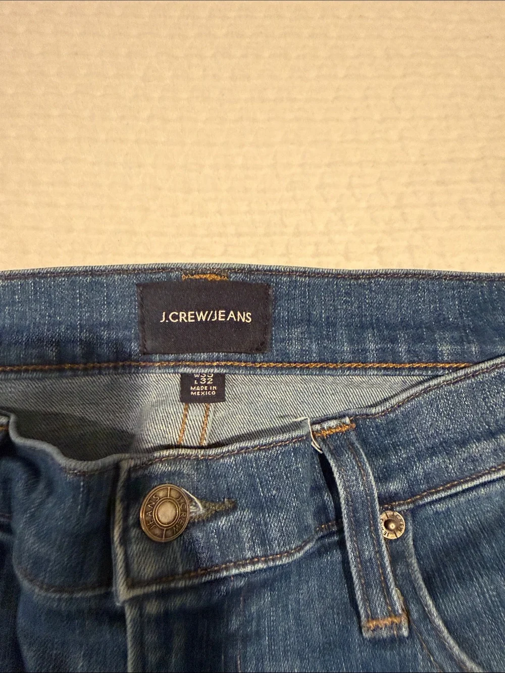 J. Crew Men's Blue Straight Jeans with Knee Panels